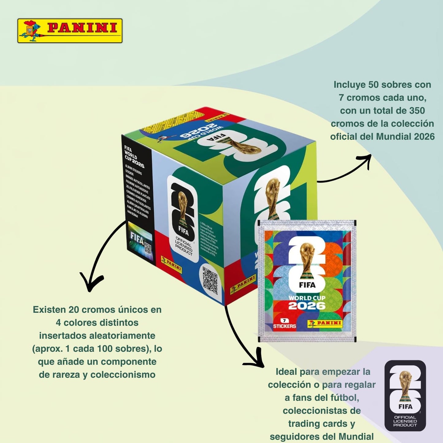 Caja de 50 Sobres stickers Mundial FIFA 2026 - Panini Cromos