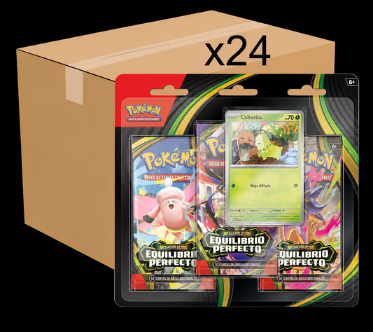 Case 24 Blísters de 3 sobres Equilibrio Perfecto Chikorita ESPAÑOL- Pokémon TCG