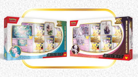 Colección figura Celebración 30 Aniversario Mew o Mewtwo ESPAÑOL - Pokémon TCG